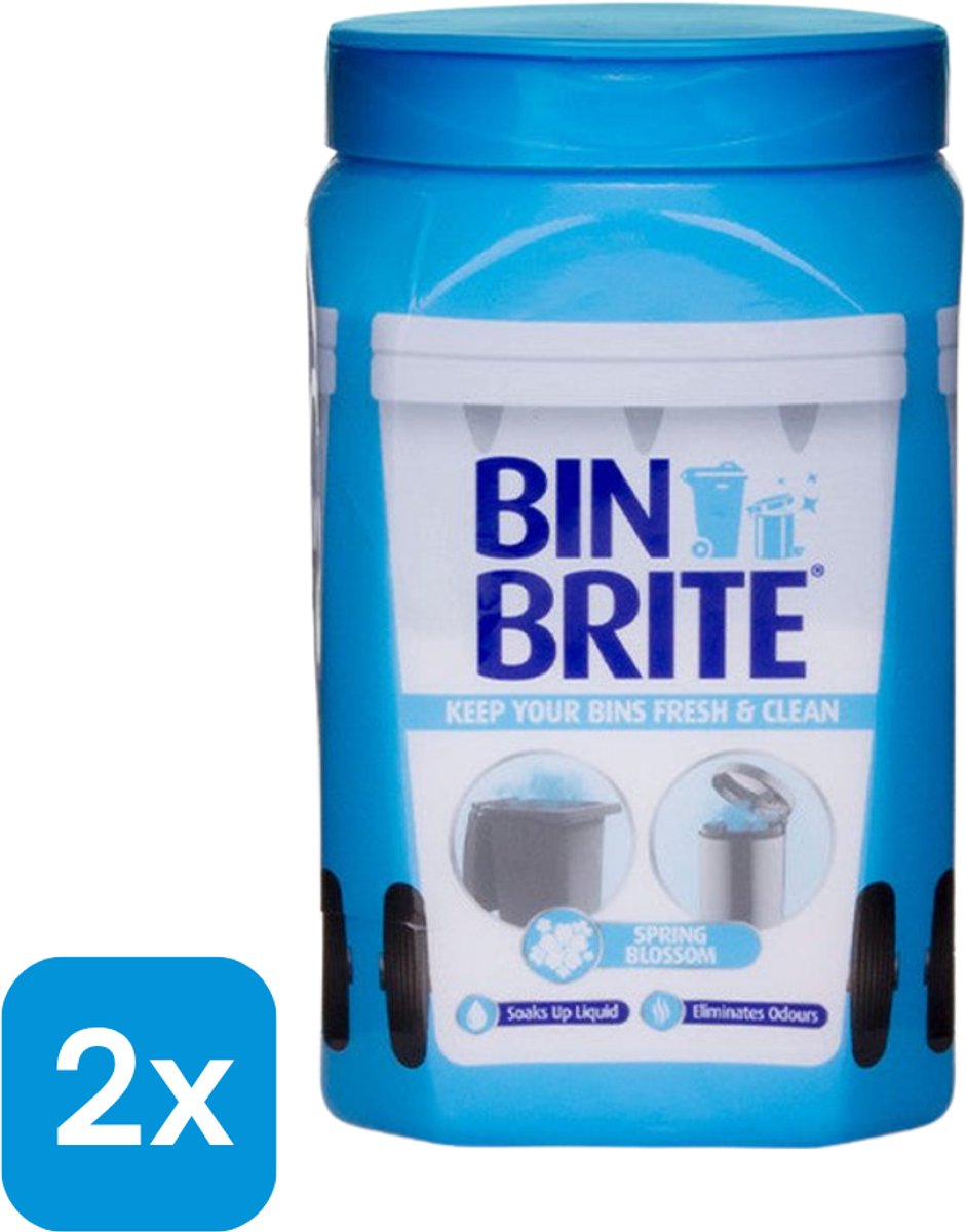 2x 500 gram Bin Brite vuilnisbak luchtverfrisser - Vuilnisbakpoeder - Spring Blossoms