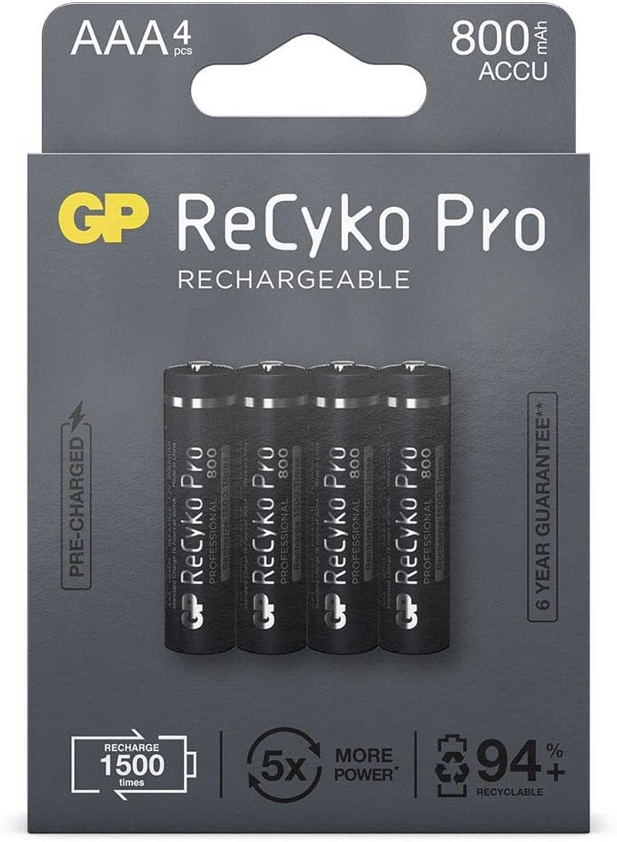 AAA oplaadbare batterijen 800 mAh - 4-pack - voor krachtige apparaten - lange levensduur - SnelShoppen