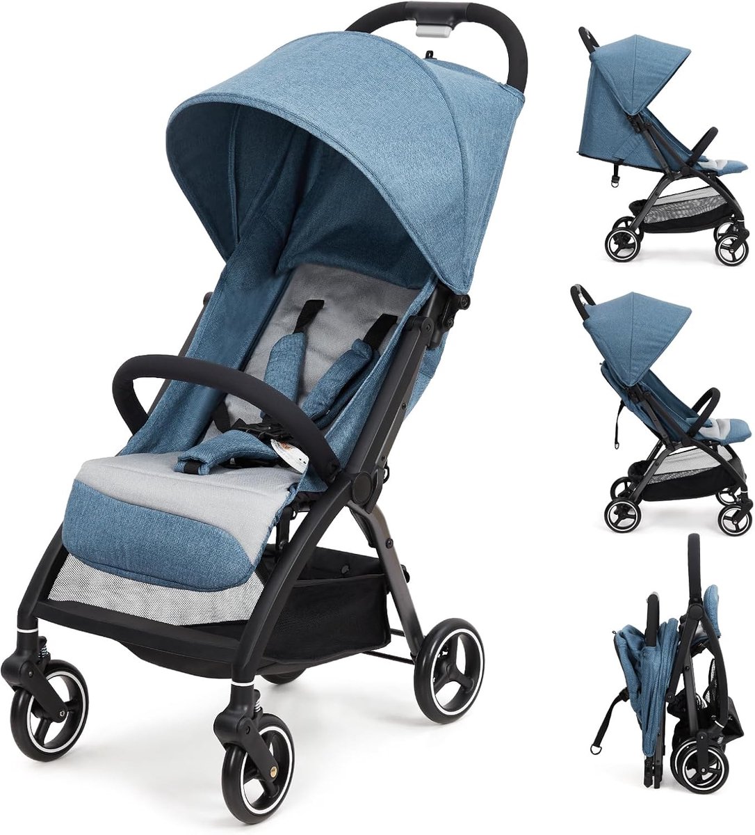 Kinderbuggy opvouwbaar - met ligfunctie - drinkhouder - ultralichte kinderwagen - SnelShoppen