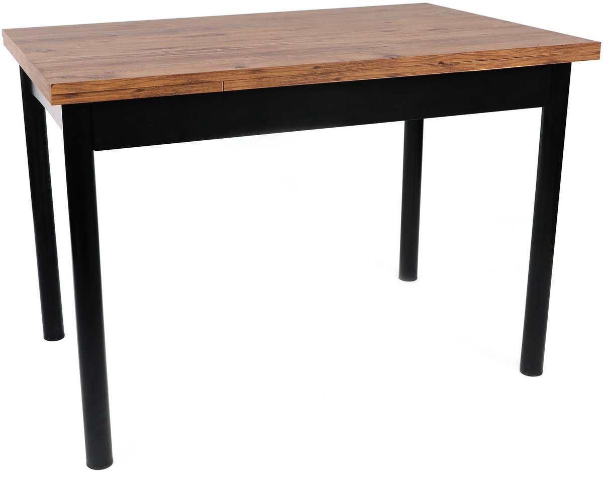 Asir - Eettafel - Walnoot en Zwart - 110 x 70 x 75 cm