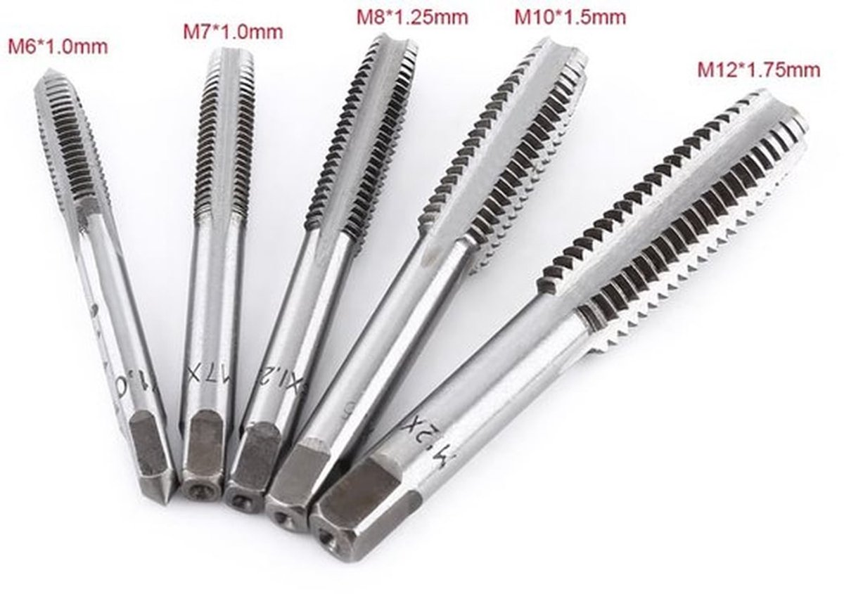 Tapset 6 Stuks - T-vormige Sleutel - Draad Tappen - Roestvrij Staal - Precisie Gereedschap - M6 tot M12 - Draad Tap