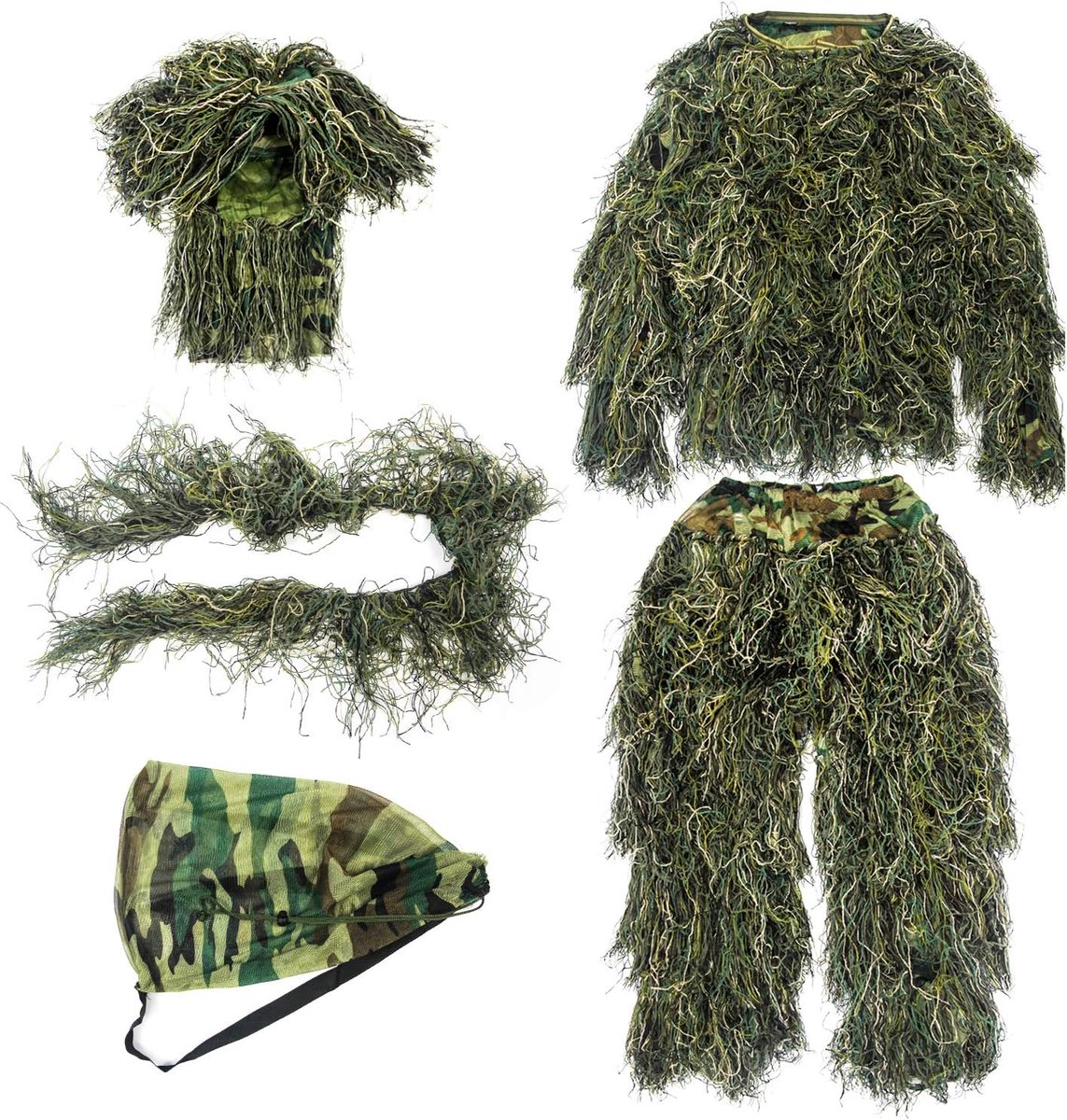 Volwassen 3D Ghillie Suit Jungle Woodland Camouflage Jachtkleding