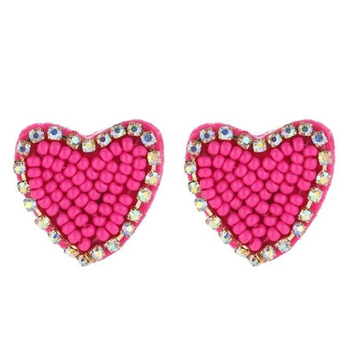 Michelle Bijou Oorbellen Beads Hart fuchsia