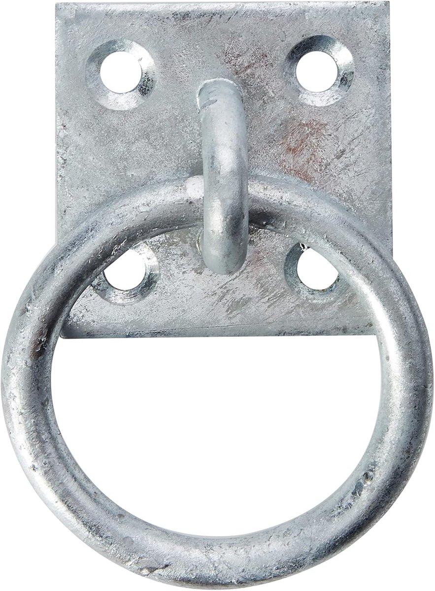 Hardware BH01960 ring op plaat 8 mm, verzinkt staal, wit