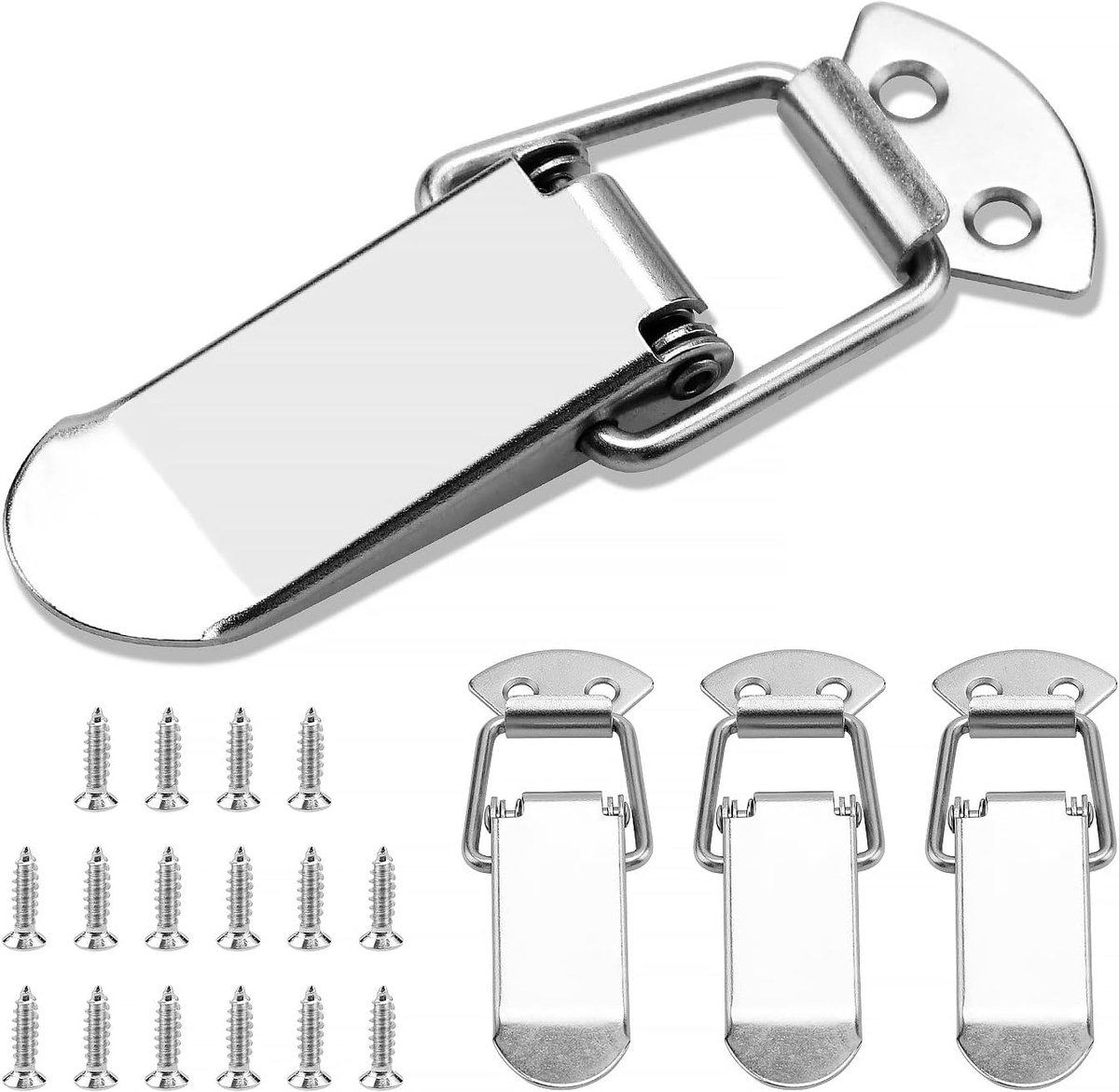 4 Sets Veerbelaste Toggle Vanggrendel, 90mm Hasp Toggle Klemklemmen, Klink Vangst Hasps voor Kastlade Case Box Toolbox, met 16 M4x16 Schroeven