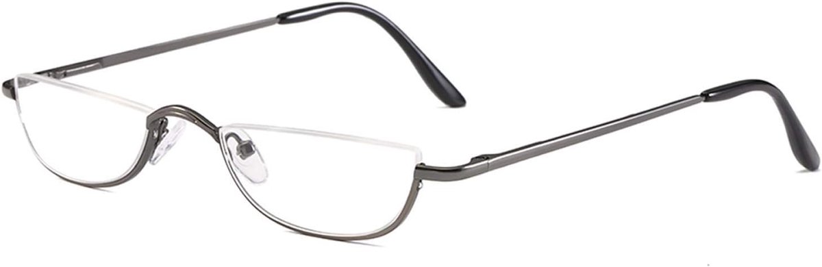 Frame Leesbril Lente Scharnieren voor Mannen Vrouwen Slanke Half Maan Lens Lezers Metalen Semi Randloze brillen