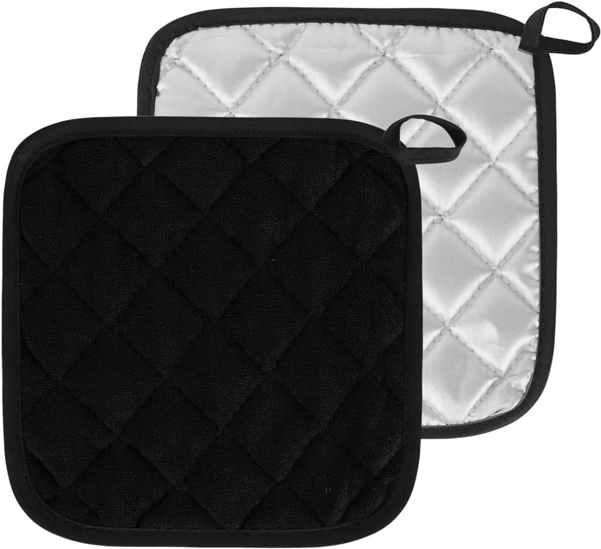 Keukenporselein van katoen, accessoires voor keukens, hittebestendig, wasbaar, grote set van 2 stuks, zwart