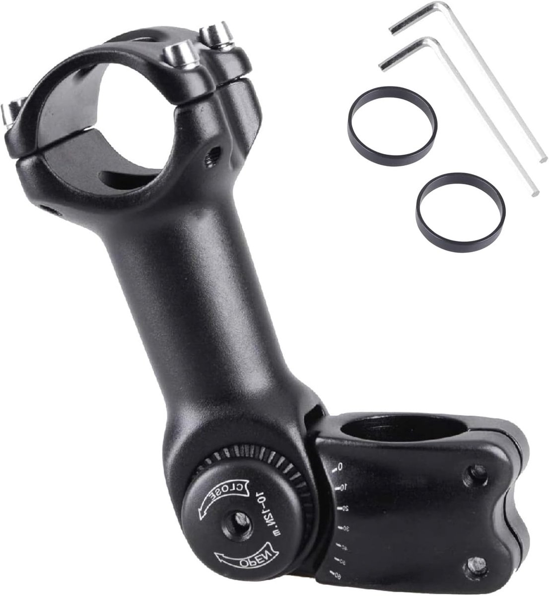 Fietsstuurpen 25,4 mm verstelbaar fietsstuur stuurpen ±60 graden MTB voorvork stuurpen verlenging 90 mm voor mountainbike racefiets BMX DH cyclus met inbussleutel