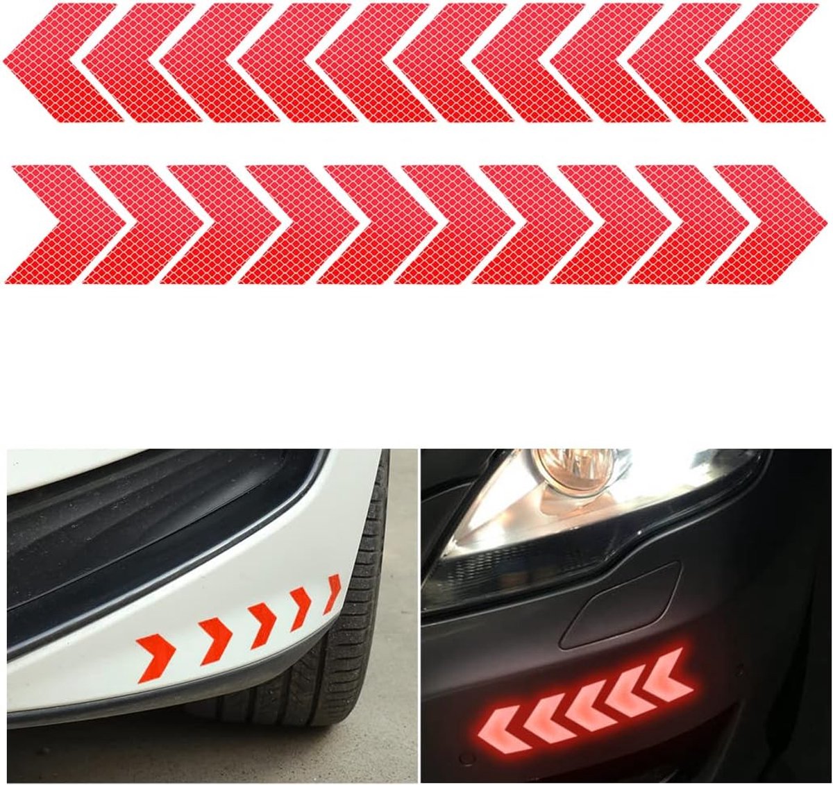 2 stuks autopijl reflecterende waarschuwingsstickers, nachttijd hoge zichtbaarheid zelfklevende tape, universeel voor auto aanhanger vrachtwagen motorfiets fiets boot (rood)