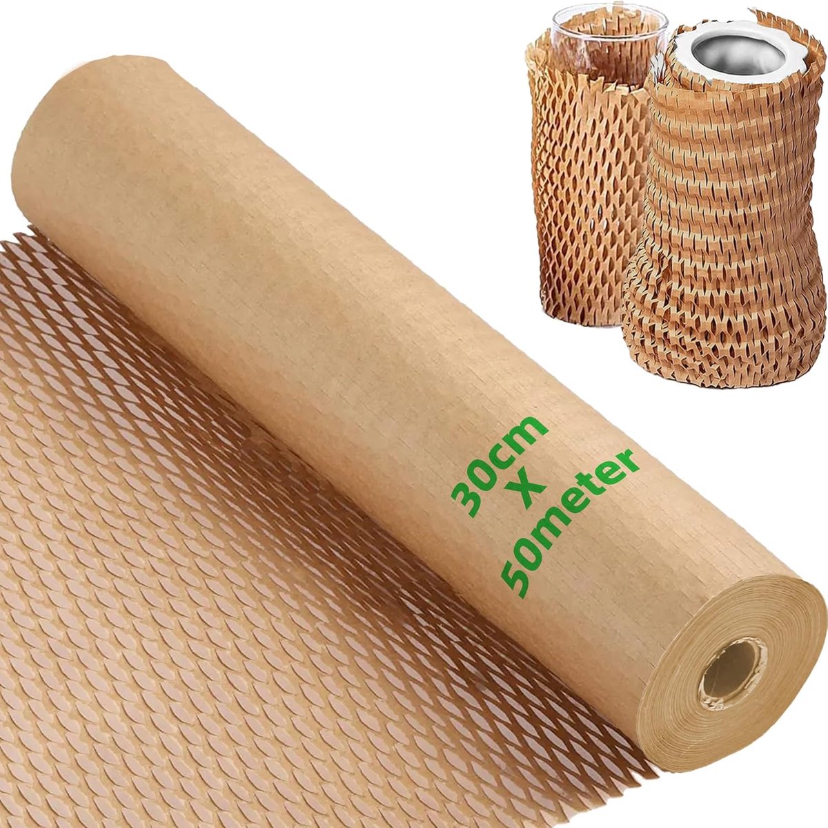 verpakkingsrol - 50 m x 30 cm verpakkingspapier dempende wrap voor verzending, verplaatsing en breekbare - alternatief voor luchtkussenfolie
