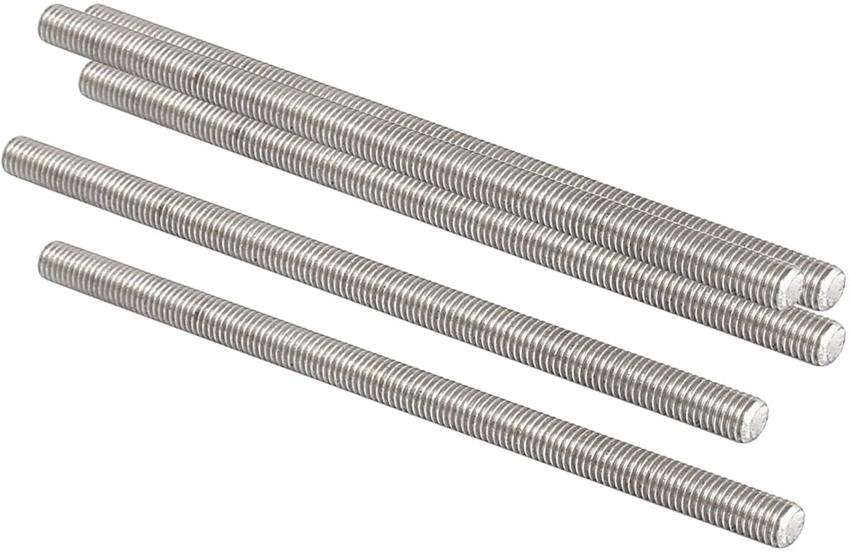 M5 x 100 mm 0,8 mm volledige schroefdraadstangen x 5 stuks 304 roestvrij staal buitendraad stang voor bouten en klemmen en hangers en U-bouten zilver