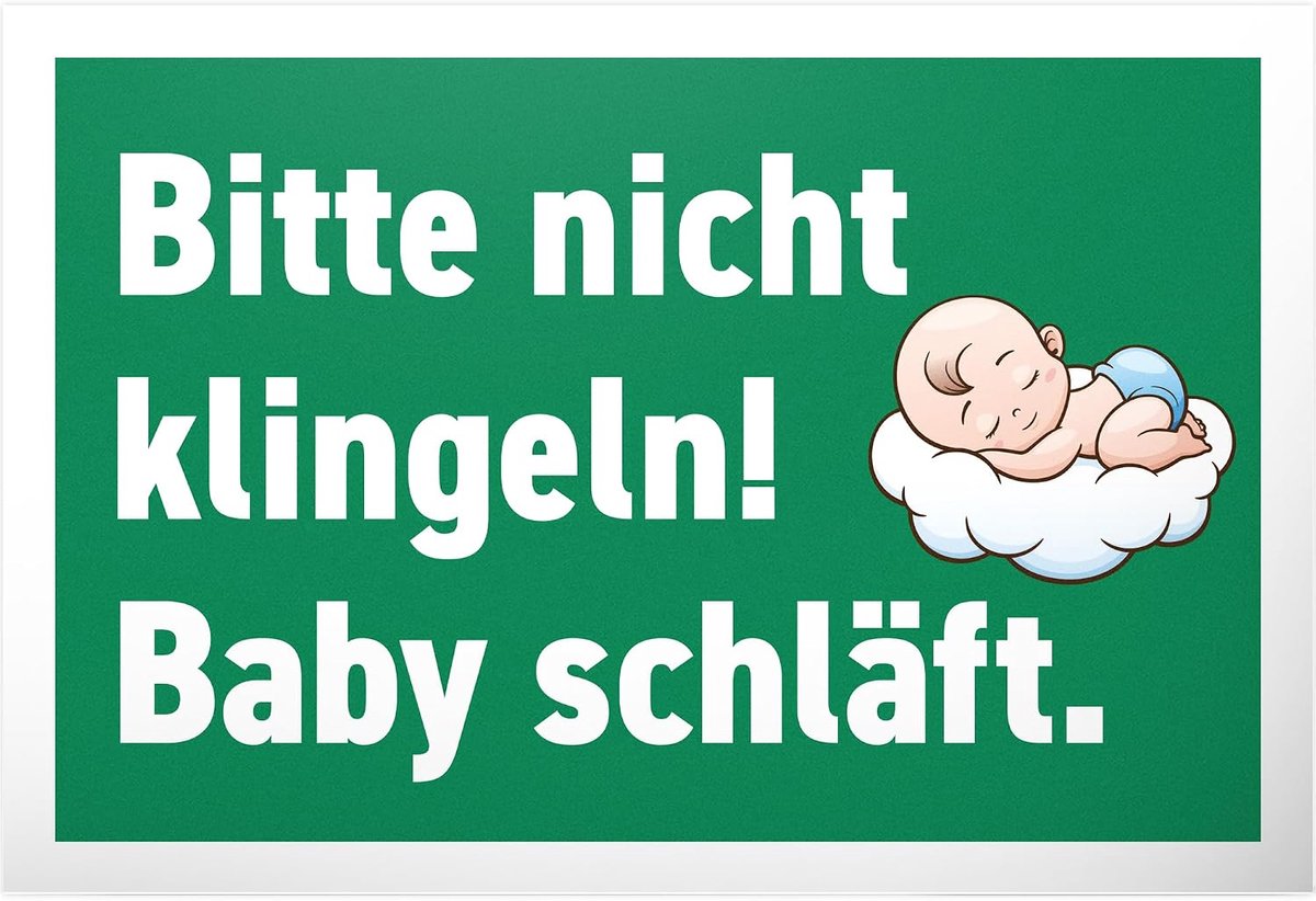 Bitte nicht Klingeln Baby Schlafft - 30 x 20 cm kunststof bord - collega vrienden cadeau jongen ouders cadeau-idee decoratie - instructiebord kennisgeving pasgeborene spreukenbord deurbord