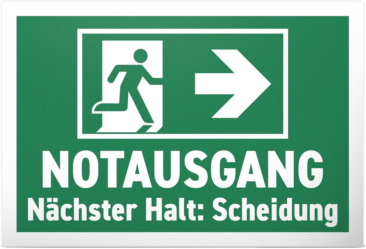 Nooduitgang Nexster Holt Scheiding - schild 30 x 20 cm - Grappig cadeau-idee voor vers gescheiden - spreuk schild scheidingsparty decoratie - grappig spreukenbord deurbord - feestdecoratie