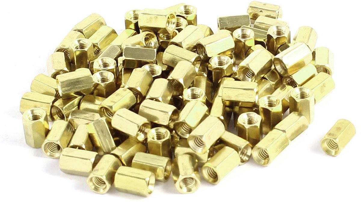 100 Stks Hex Zeshoek Vrouwelijke Moer Messing Standoff Spacer M3x7 M3 7mm