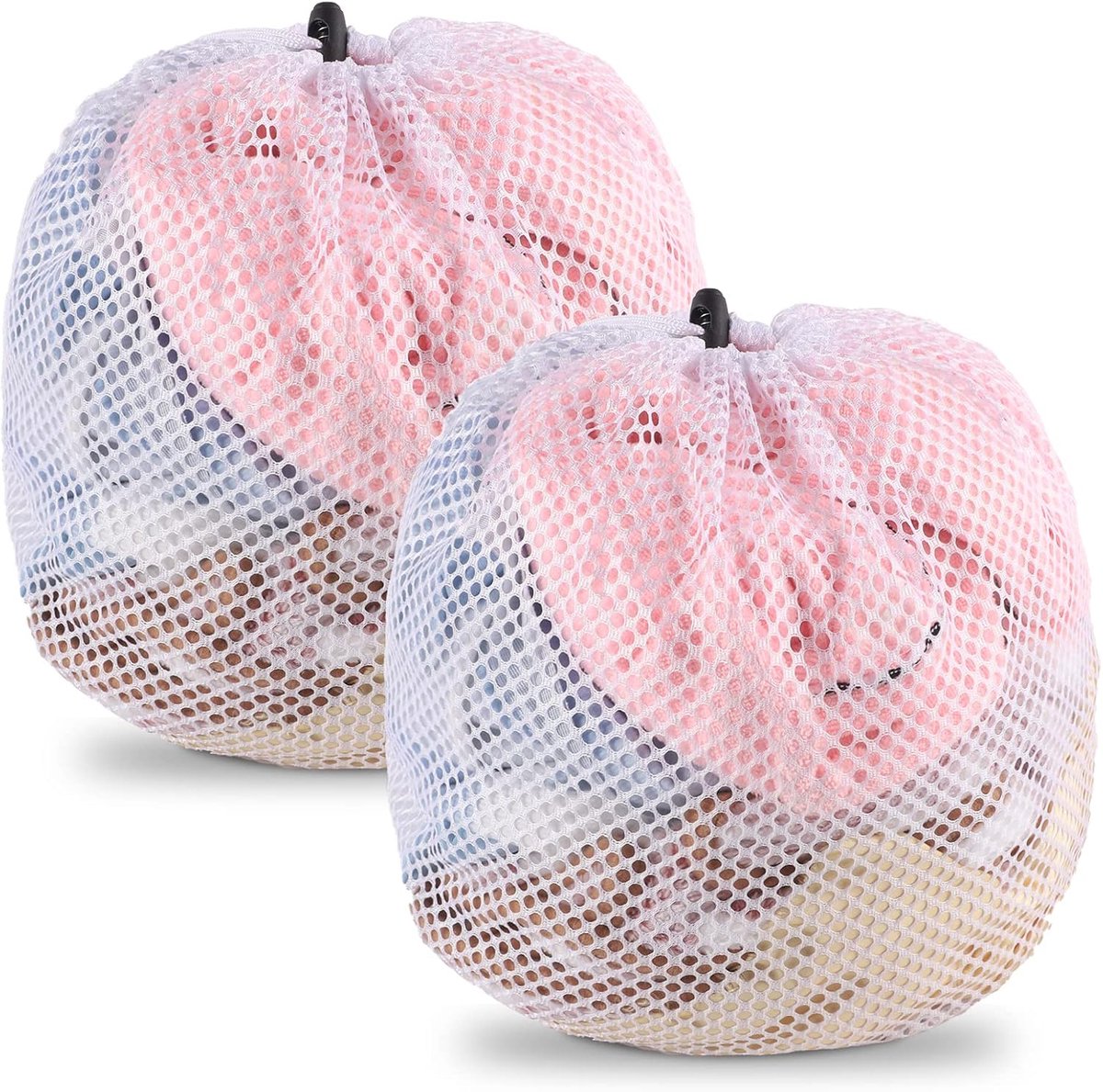 2 Stuks Wasnetten voor Wasmachine, 30 x 40 cm Wasnet met Trekkoord Herbruikbaar Grof Mesh Waszakken Waszak Wasmachine voor Blouse Babykleding Beha Ondergoed Sokken