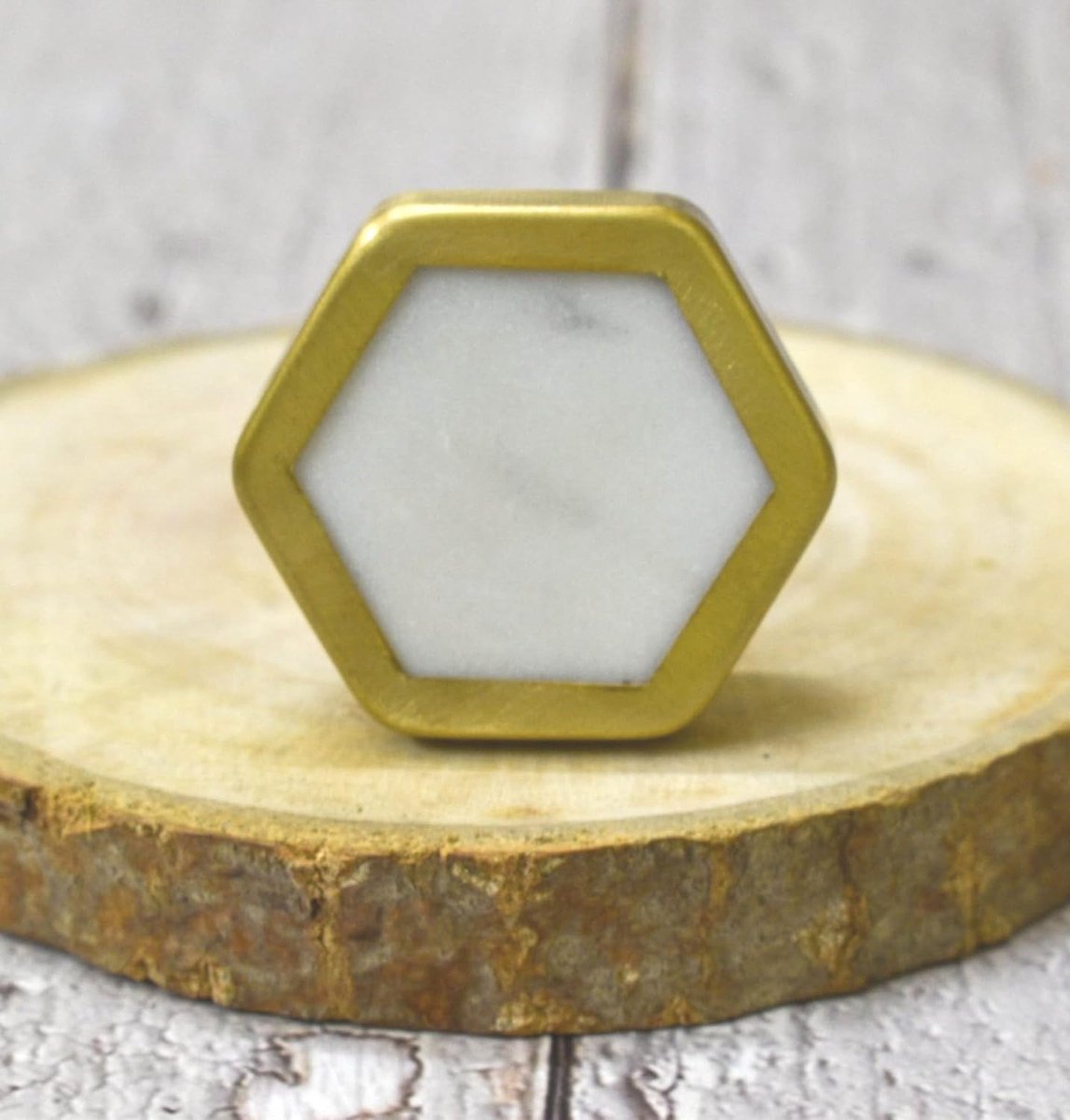 marmeren messing knop, moderne kastknop, decoratieve hardware, meubelbeslag, kasthandgrepen, dressoir trek (Hexa witgoud), Set-6