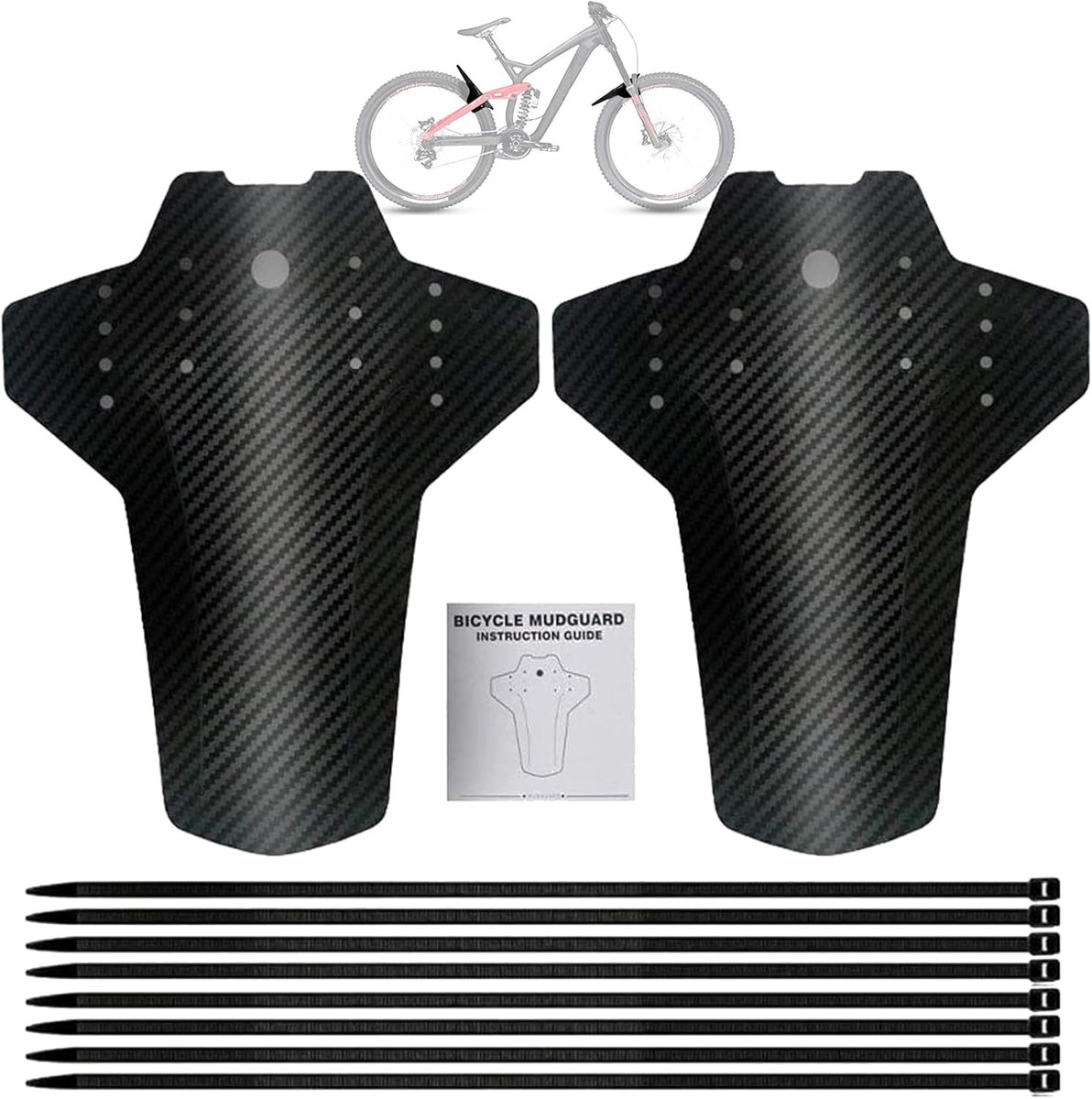 spatbord, MTB spatbord, 2 stuks voor en achter compatibel spatbord, verstelbaar mountainbike spatbord voor hybride/wielrennen, racefietsen