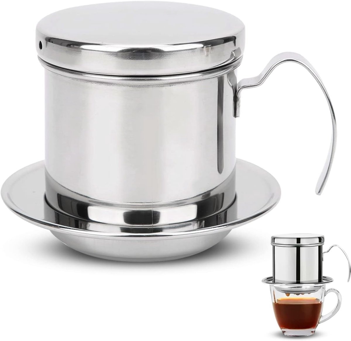 Koffiefilter roestvrij staal enkele kop koffiedruppelbrouwer koffiezetapparaat pot (sliver)