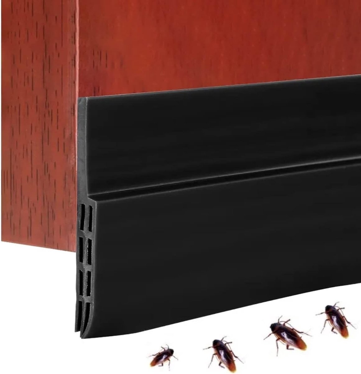 Tochtstopper, Afdichtingstape, zelfklevend, 100 x 5 cm, afdichtingsstrips, tegen lucht, kou, licht, insecten, lawaai (zwart)
