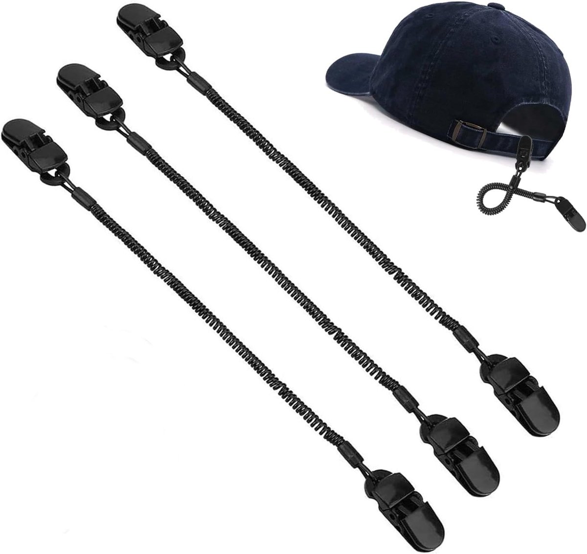 4 stuks Hoedclip, Zwarte Kappenhouder, Houderclip, Hoedbandkoordhouder, Petbewaarder, Houder voor Outdoortouw, Voor Vissen, Zeilen, Bootvaren