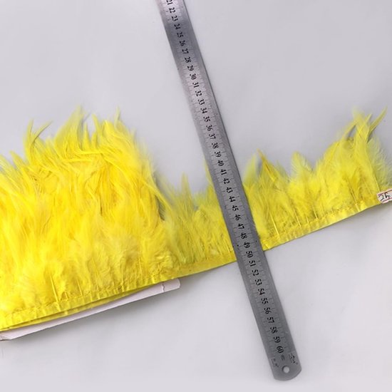 4 m veerkwasten kanten lint, 10-15 cm kippenveren, franjes lint, franjes band, veerkwasten, veerband, sierband, decoratief band voor doe-het-zelf handwerk, Halloween, carnaval, kostuumdecoratie, — afbeelding 2