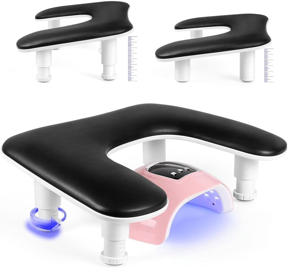 Nagel Armleuning voor Hand: Nagel Armleuning U-vormig Hoogte-instelbare Leren Handleuning - Zwarte Handleuning voor Nail Art Liefhebbers Nagelkunst Salon