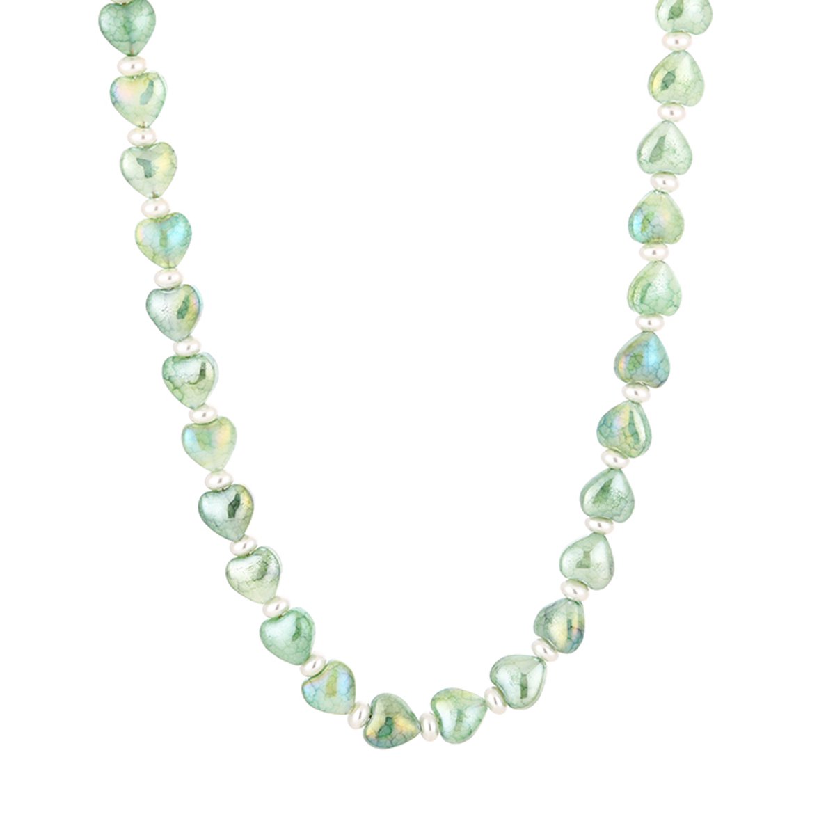 Summer Gemstone & Metallic Bead Chain Necklace – Luxe Zomer Ketting – RVS - Groen