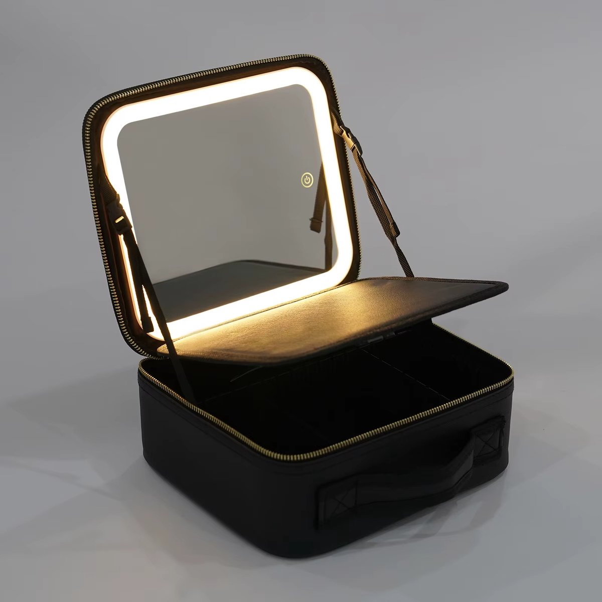Cherrys Finds - Make-up Organizer met LED Spiegel – Make Up Reistas - Luxe Reismake-up Tas met Verlichting & Verstelbare Vakken – Beauty Case met Spiegel en USB Opladen – Cosmetica Opbergkoffer - Zwart
