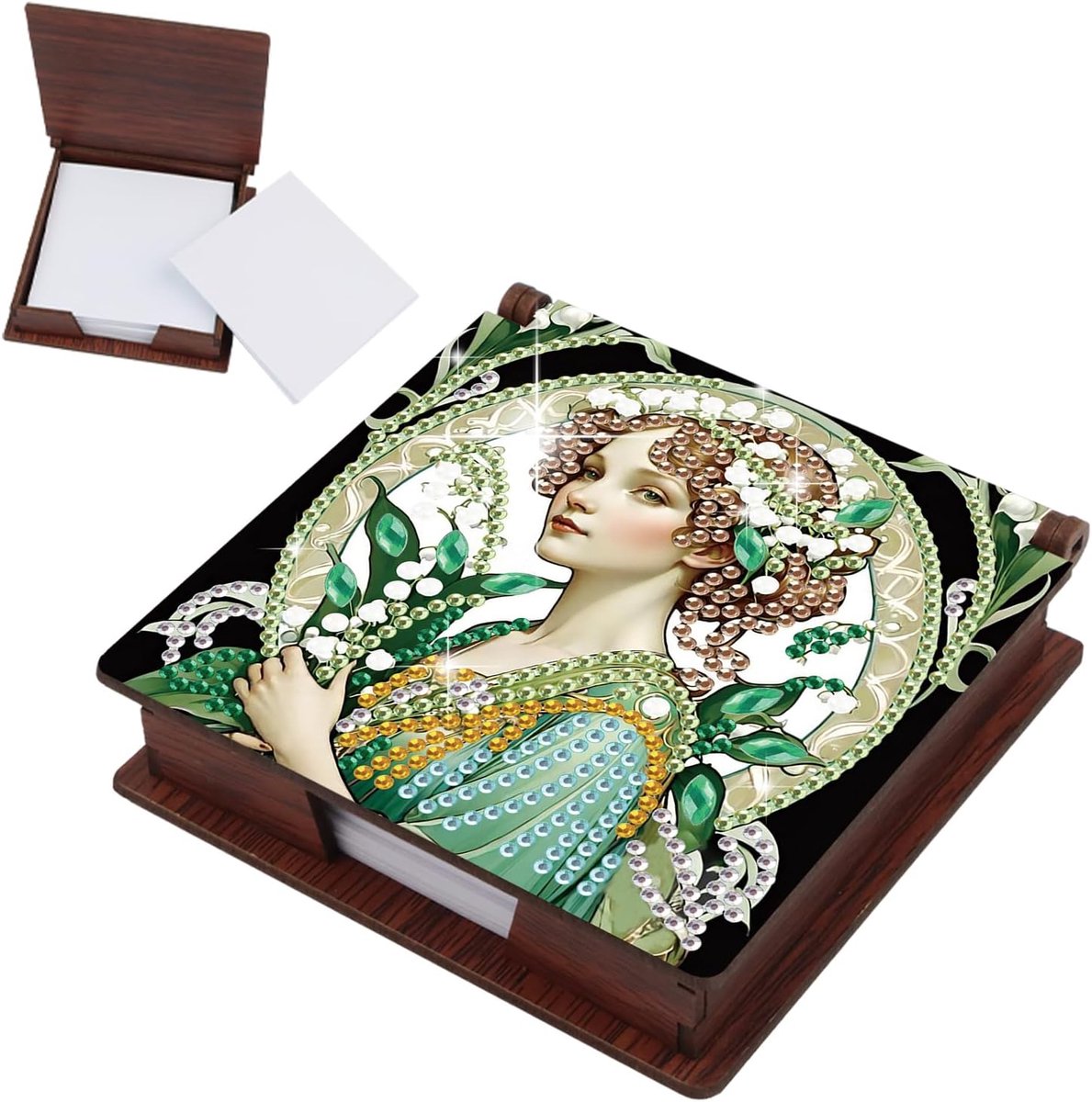 Notitieblokdoos met 160 vellen, 11 x 11 cm, diamond painting, notitieblaaddoos, zelfklevende notitieblok, houder, kaartsleuven, kubus, notitieblok, notitieblok, notities voor kantoor, bureau