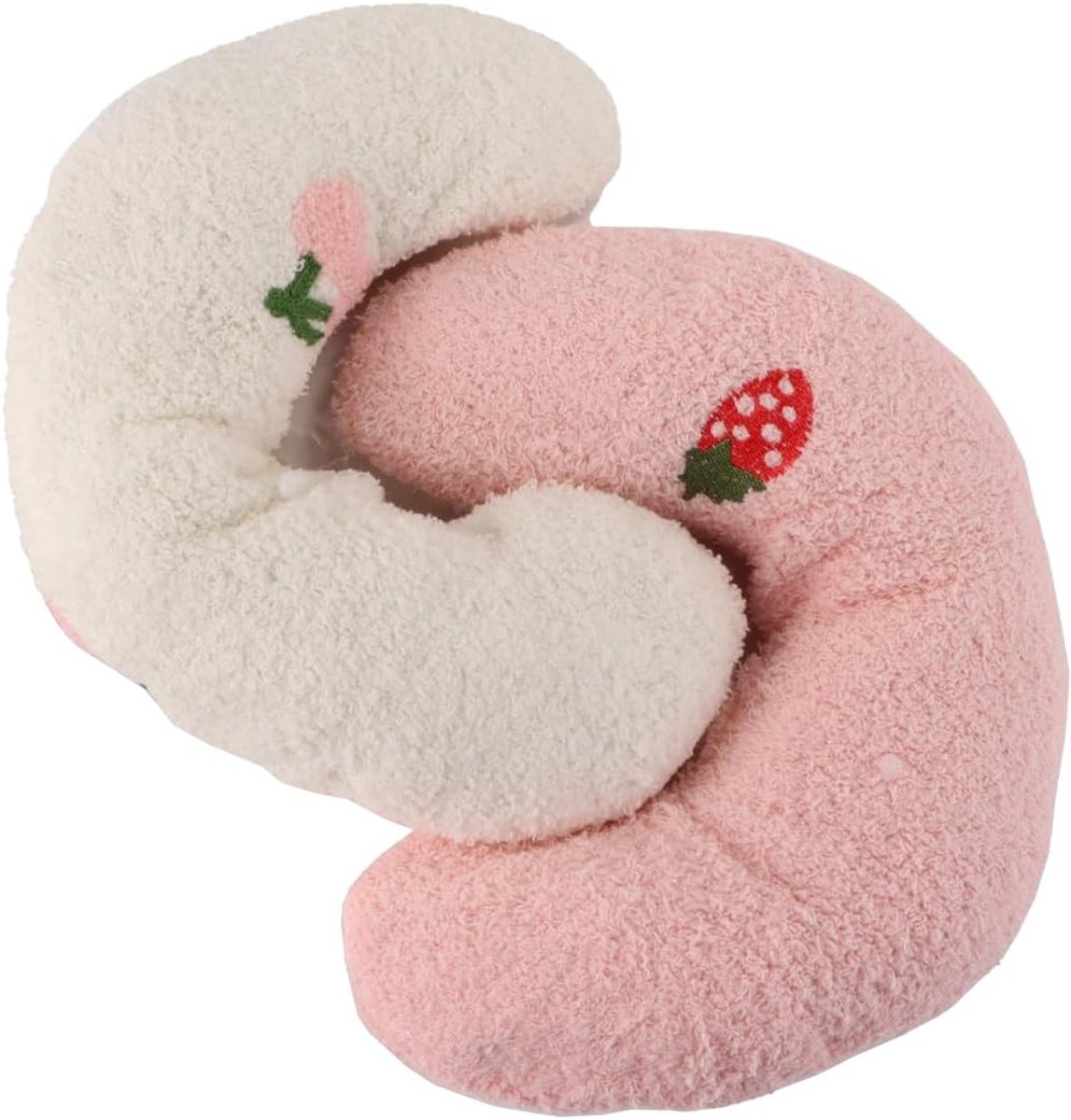 hondenkussen, verpakking van 2 U-vormige kussens voor katten, kalmerend hondenkussen, hondenkussen voor honden, katten, puppy's en kittens, roze, wit