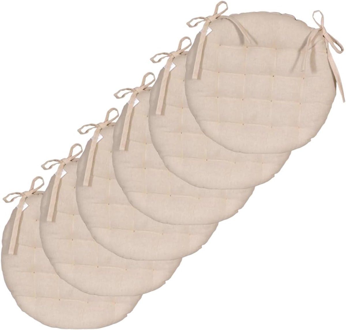 Ciel Set van 6 ronde stoelkussens, tweekleurig, diameter 40 cm, beige/grijs