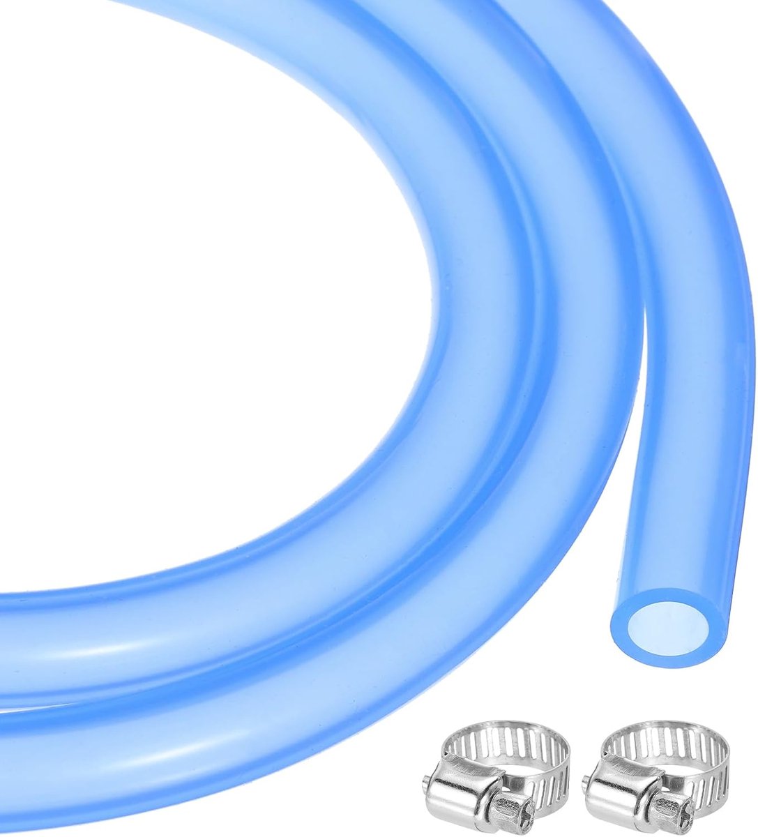 Siliconen slang, 6,4 mm x 9,5 mm, plastic slang, flexibele luchtslang voor wenkbrauwen, wijnproductie, pomp, sifon, 1/4" ID, 3/8 inch OD, met 2 klemmen, lichtblauw