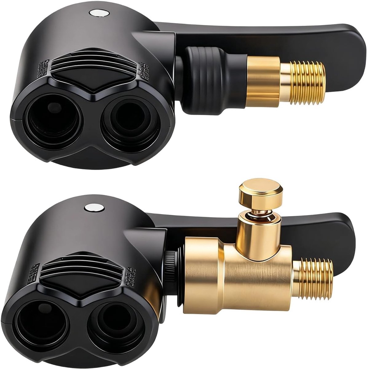 2 stuks ventieladapters van messing – messing opblaasadapter met hendelvergrendeling voor luchtpomp – compatibel met auto, motorfiets, fiets, vrachtwagen, snelle verbinding, opblazen, eenvoudige