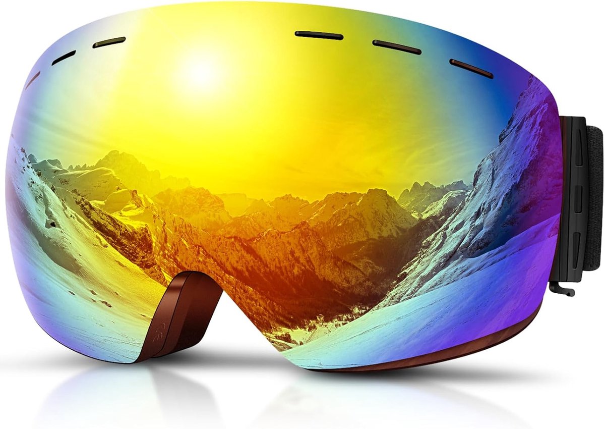 Ski Goggles Voor Heren En Dames 100% UV-Bescherming Anti-Condens Helmcompatibel Frameloos Ontwerp, OTG Skibril Voor Brildragers Ski- En Snowboardbril