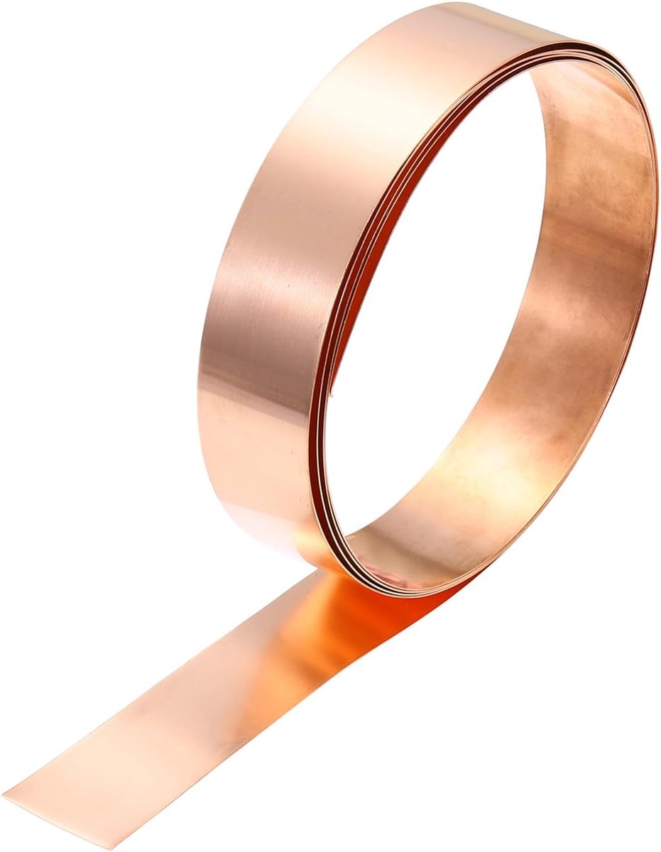 Koperen plaatrol, 99,9% zuivere koperen strip flashing metaalfolieplaat voor doe-het-zelf projecten sieraden en ambacht elektrische reparatie