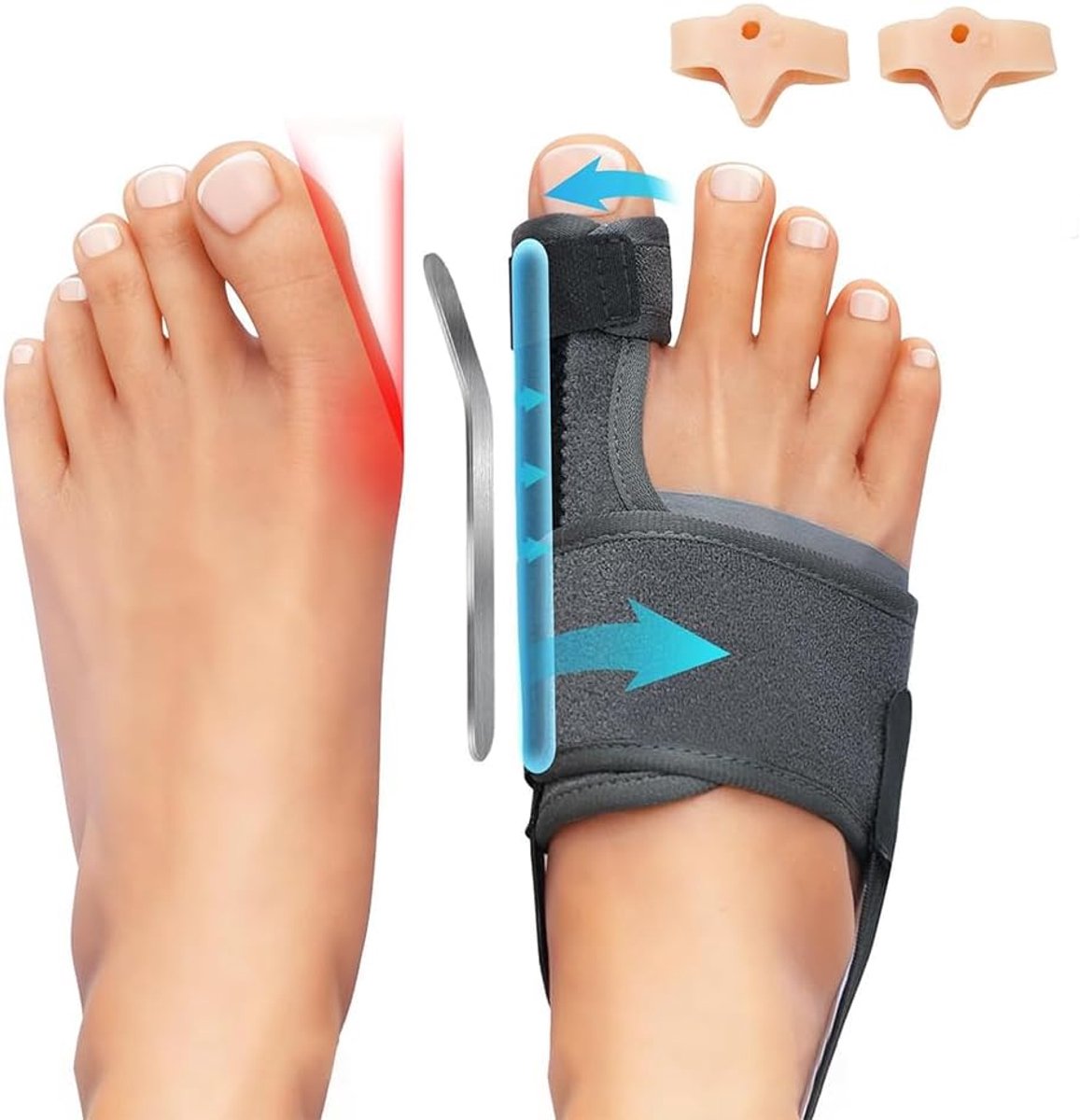Valgus Teenspreider met 2 stuks teenspreider, ui, vermindert voetpijn, nacht, dag, voor mannen en vrouwen