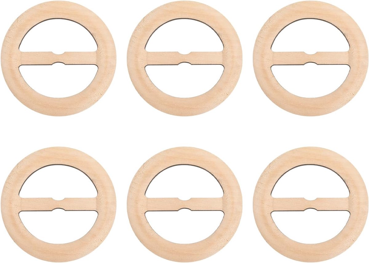 6 stuks shirtclips, 80 mm houten ring voor sjaals, ronde sluiting, cirkel, knoop voor de hoek van kleding, decoratie voor kleding, hout