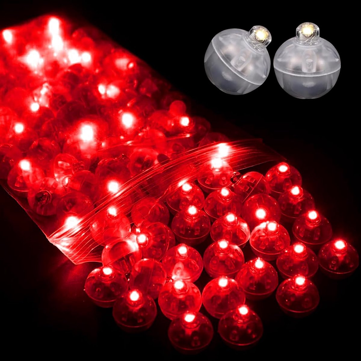 100 stuks ronde ballonverlichting, mini ballonlicht led luchtballonverlichting ronde led-ballonverlichting mini ballonverlichting voor Kerstmis Halloween decoratie [Rood]