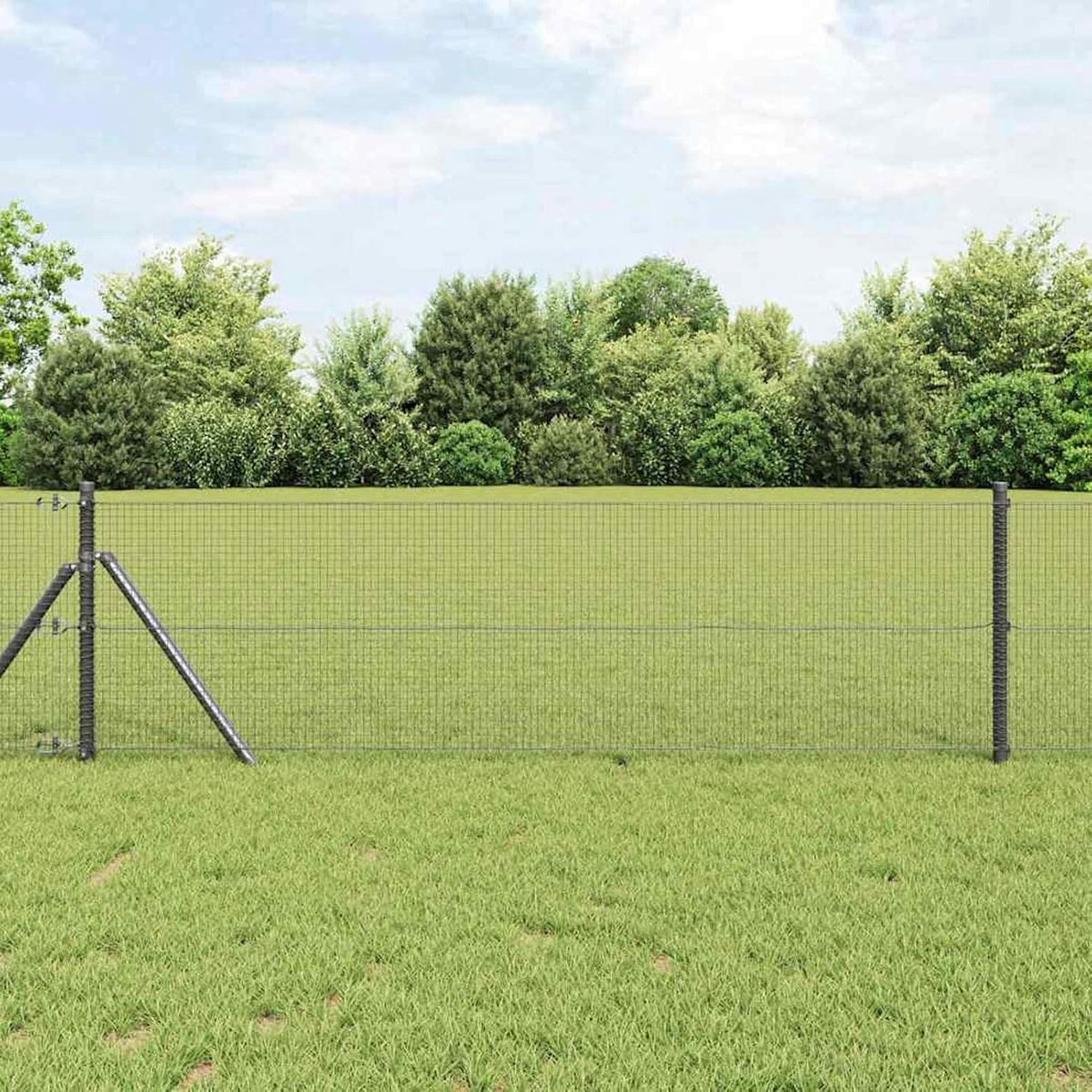 Gelaste draadomheining grijs 0,6 x 10 m staal, hekstangen gaashek draadomheining tuinhek voor binnenplaats kippenhok weidehek 42005170