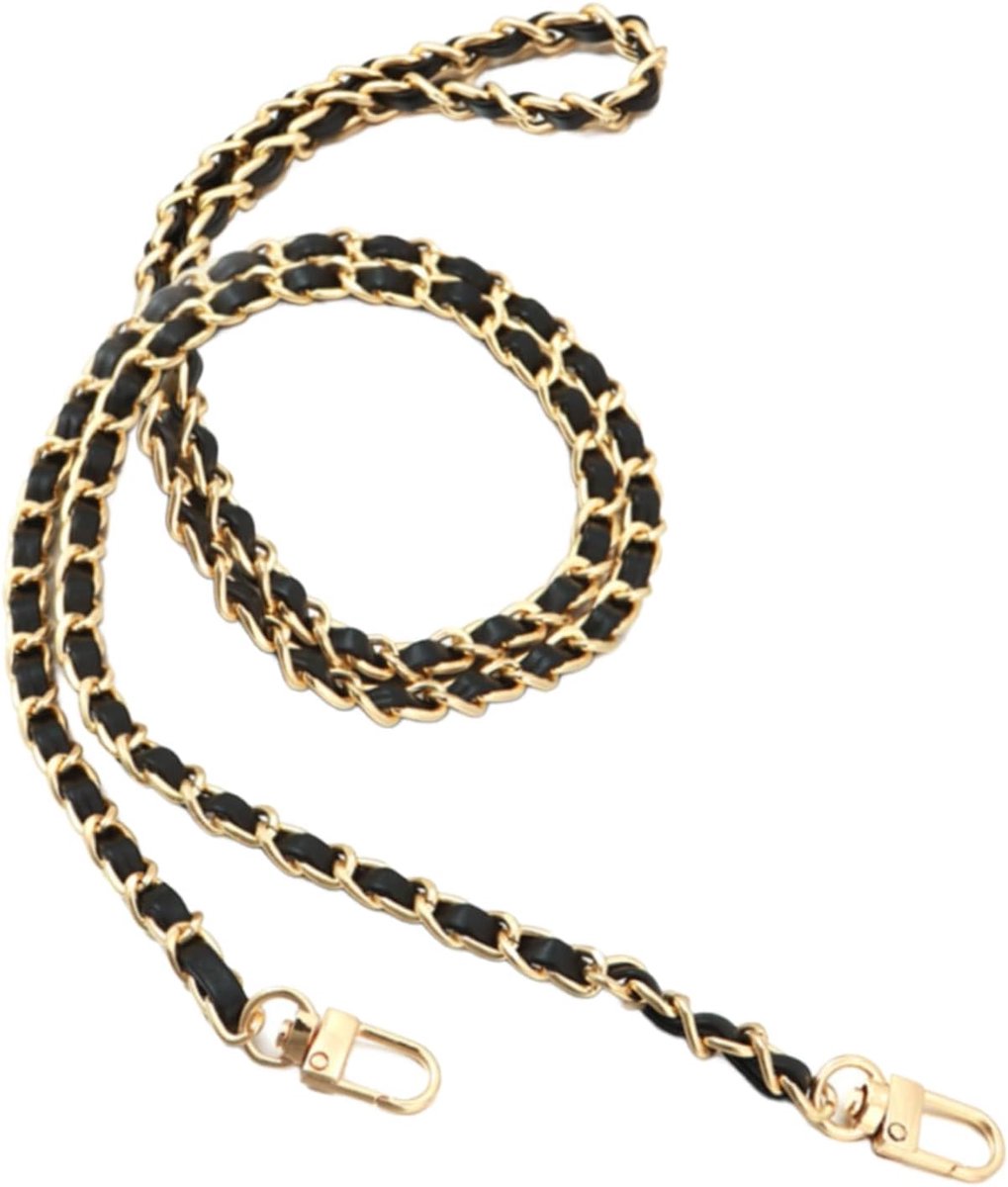 handtas, ketting, metaal, vervangende draagriem, ketting 120 cm, kettingriem, schouderriem voor dames, handtassen, schouderriem, metalen kettingen, tas-accessoires (goud/zwart)