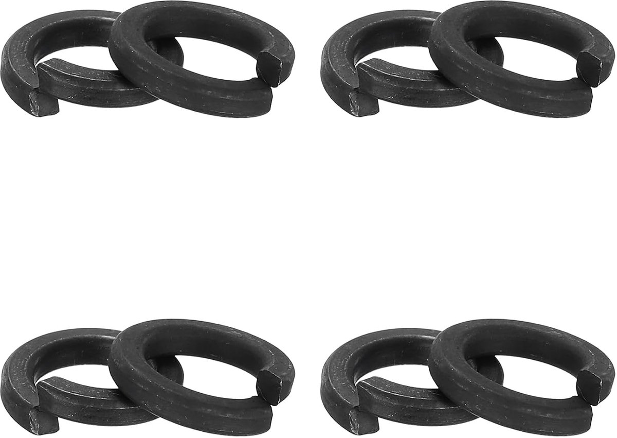 Splijtschijven, M8 veerschijven, 304 roestvrijstalen vergrendelingsringen, assortiment, kit voor schroeven, bouten, zwart, 100 stuks