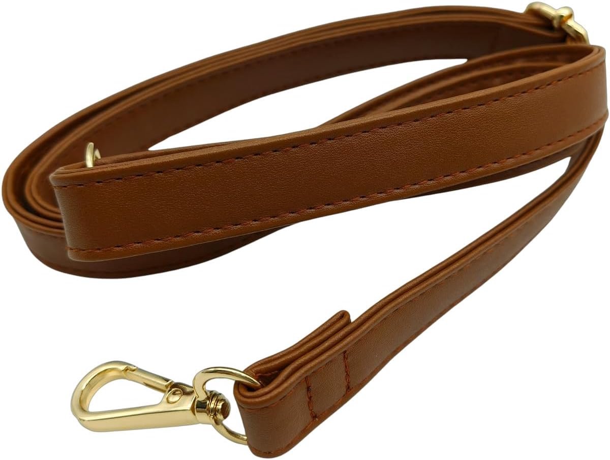 vervangende riem van PU-leer voor dames, 90-125 cm, vervangende riem voor tas met gouden karabijnhaak, riem voor crossbody/tas, 2,5 cm, 1710 (bruin)