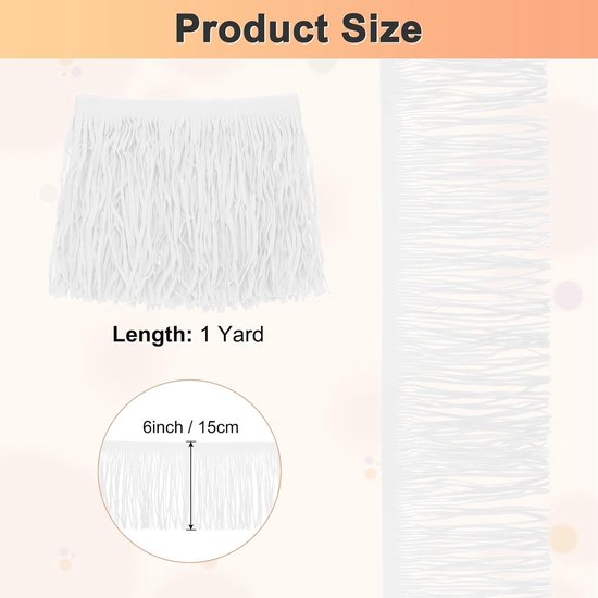 METERXITY PU Lederen Franje Trim, 1 Yard 15,5 cm Wit Dubbelzijdig Suede Kwastje Naaien Trim voor DIY Ambacht/Naaien Jurk Kostuum/Tassen Schoen Decoratie, Franje Kwastje — afbeelding 2