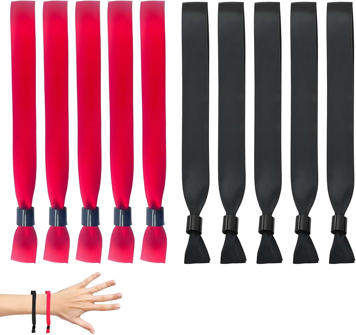 100 stuks stoffen armbanden, identificatiearmbanden, feestarmbanden, stoffen toegangsarmbanden voor evenement/festival/concert (50 zwart + 50 rood)