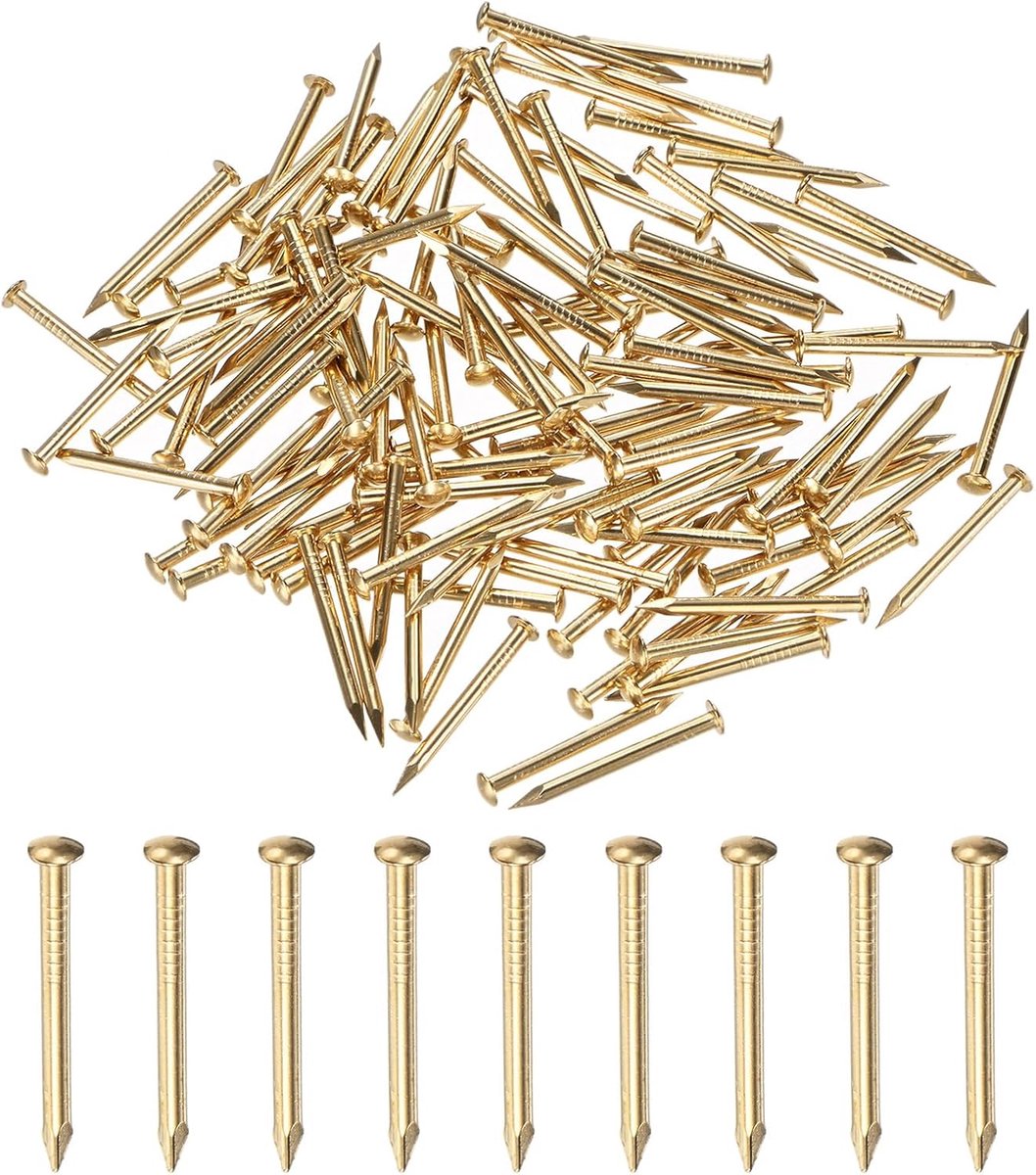 Nagels, 2 mm x 25 mm messing, precisie-MIni nagels, hardware, ronde kop voor houten/doe-het-zelf ambachten decoratief/huishoudelijke accessoires/foto opknoping