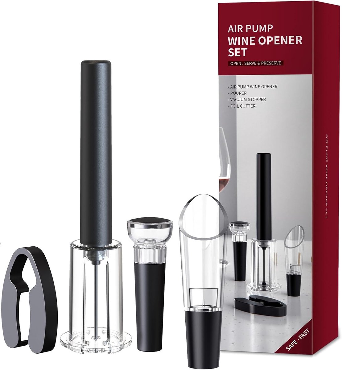 Pompkurkentrekkers Set, Inclusief Foliesnijder, Wijnstoppers & Wijnschenker, Professioneel Wijnopener voor Thuis Feest, Cadeau voor Wijnliefhebbers
