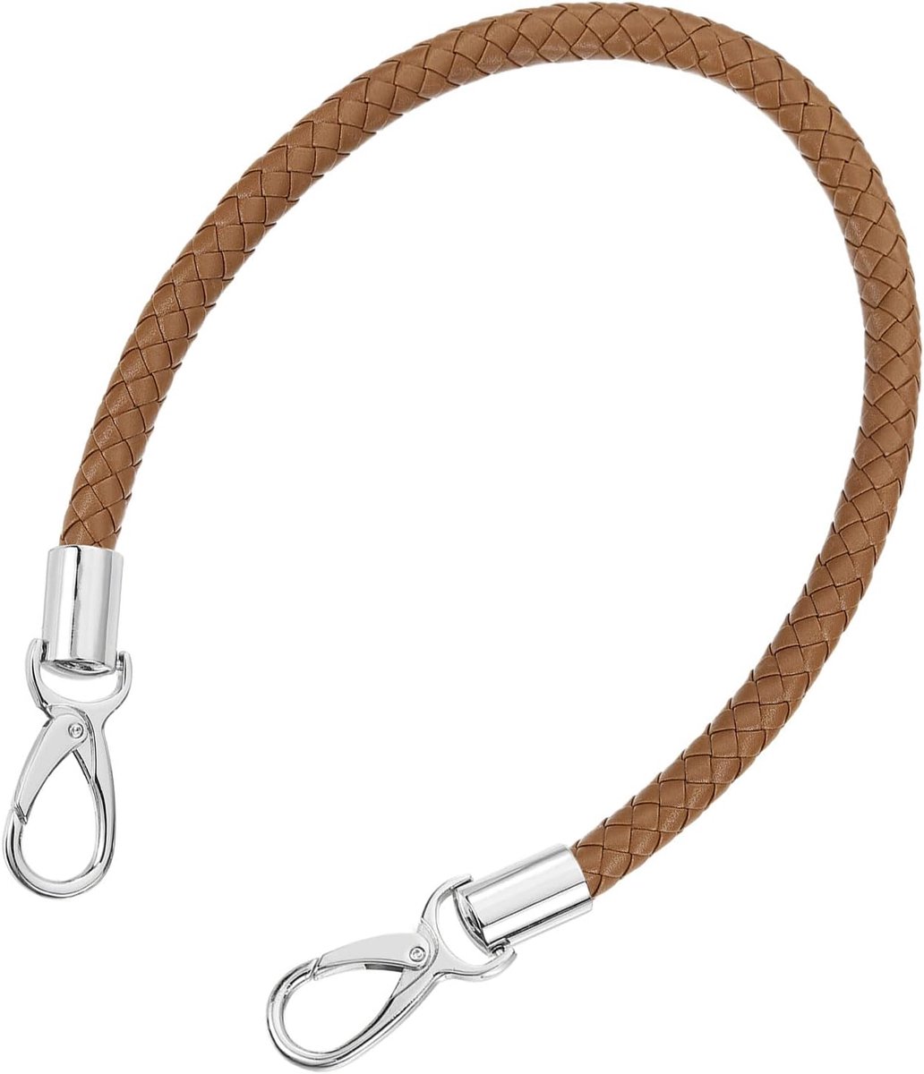 Handgrepen, tashandgrepen voor haaktassen, 50 cm, korte tasriem, PU vervangende handgrepen, leren riem voor tassen, handtassen (koffieriem + zilveren sluiting)