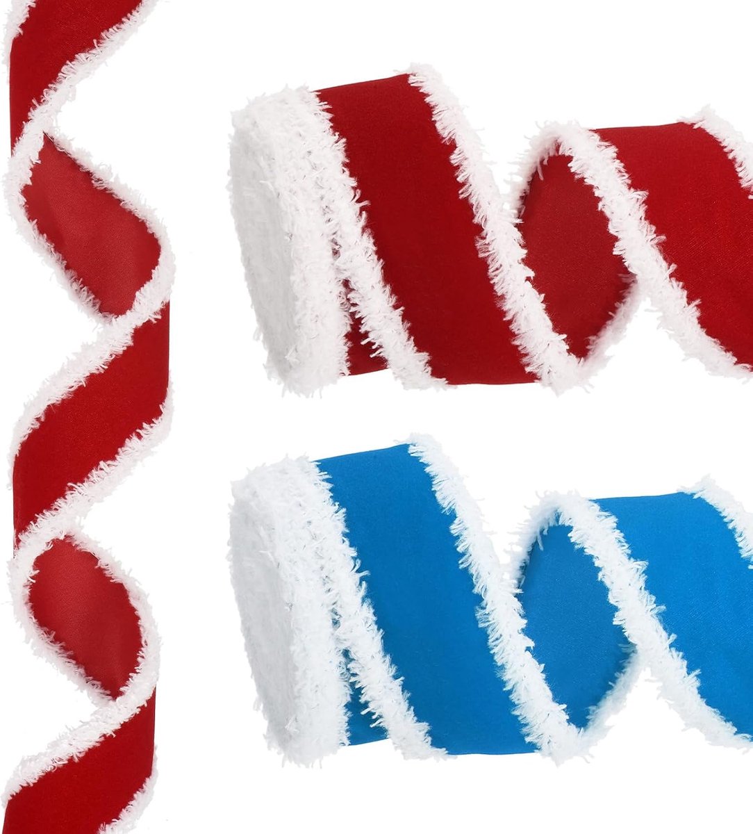Kerstlint van 3,8 cm x 3,8 cm, fluwelen linten voor geschenkverpakkingslint voor knutselen, verjaardag, bruiloft, festival, vakantiedecoratie, rood/blauw