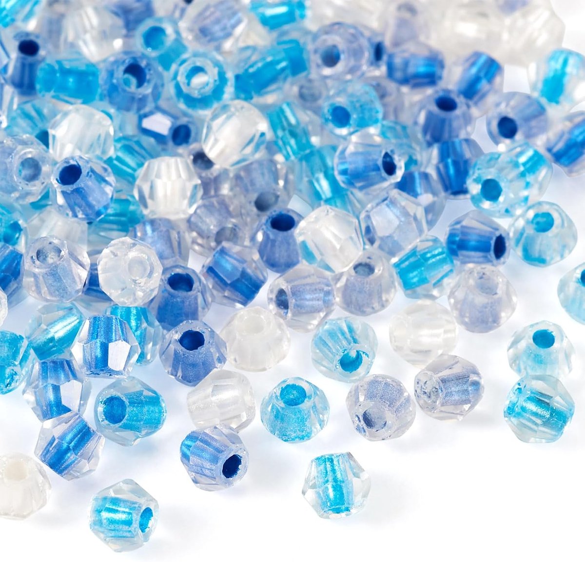 200 stuks facet geslepen bicone transparante glaskralen 4 mm ruitvormige glazen rocailles geverfde kern kristal kraal voor sieraden maken doe-het-zelf armband ketting - Dodger Blue