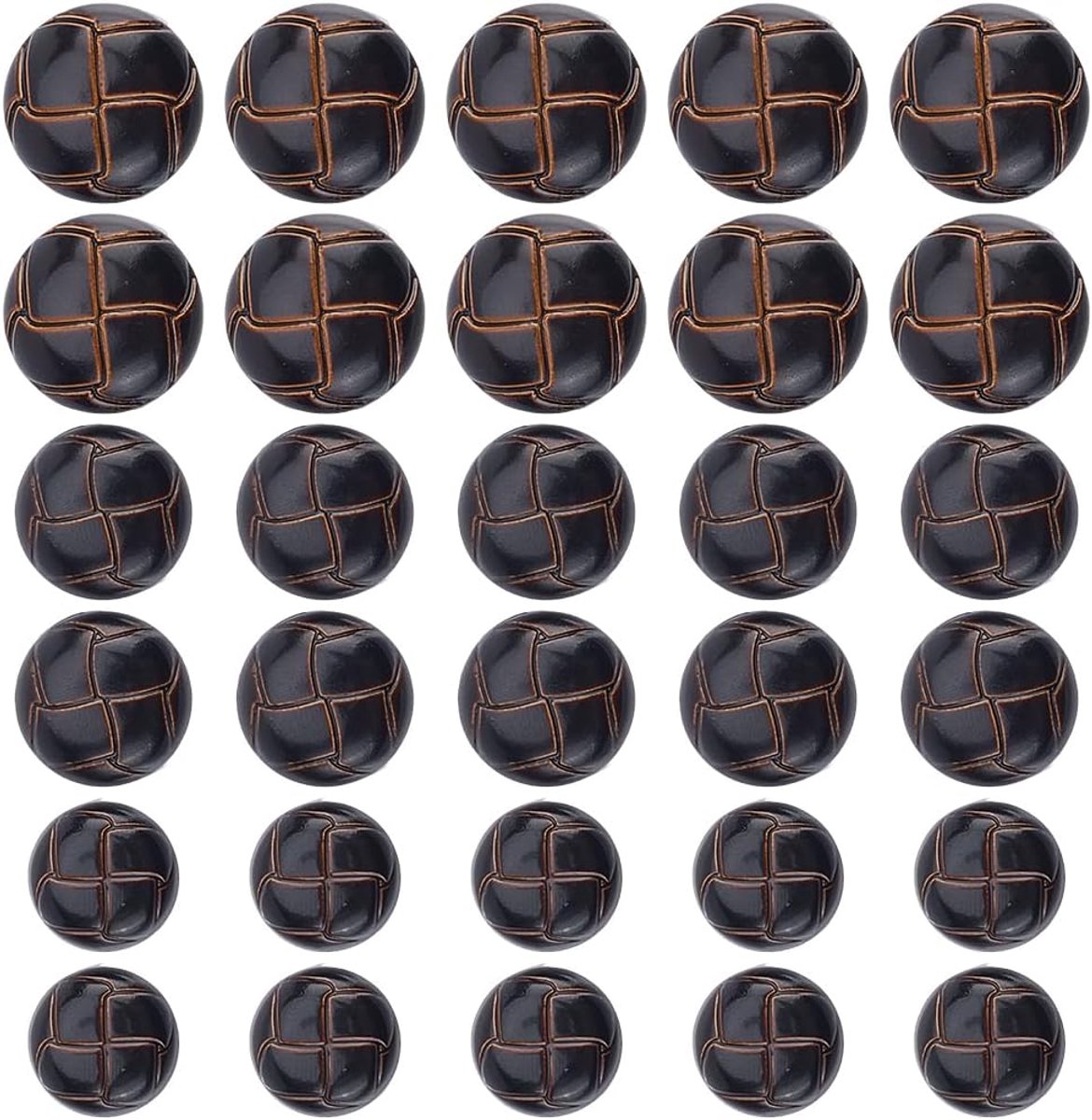 15.5MM 17.5MM 20MM 3 Stijlen 90Pcs Chocolade Bruin Imitatie Leer Bedekt Schacht Knoppen Paddestoel Vormige Voetbal Patroon Plastic Knop Voor Naaien Maken Doek Decoratie Diy Craft